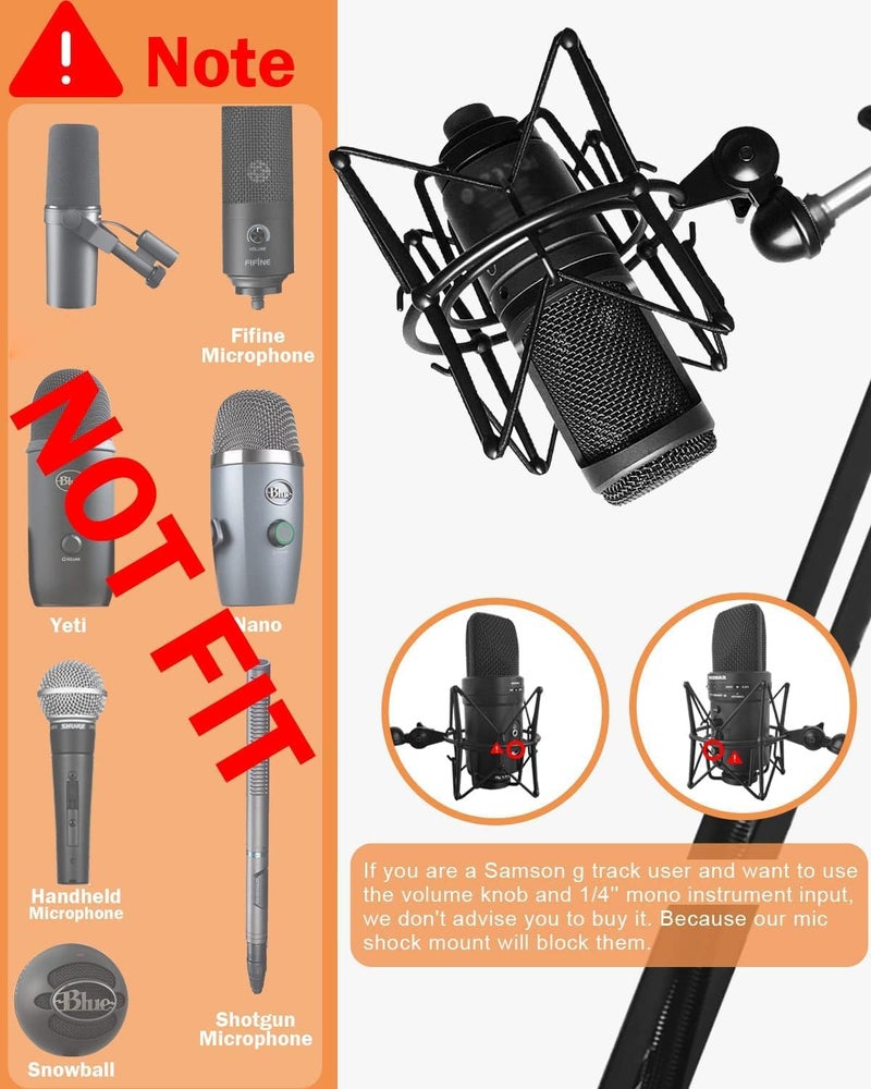 boseen Microphone Shock Mount Mic Holder - Anti Vibration Spider Shockmount Compatible with Many Condenser Mics Like AT2020 MXL 770 MXL 990 Samson G Track Pro Rode Procaster NT1-A Neumann U87 etc. - Image 5